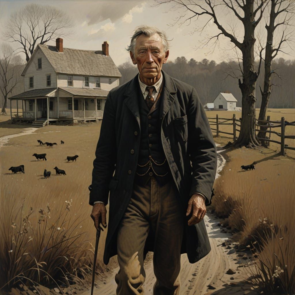 Peaceful Rural Scene in American Realism Style