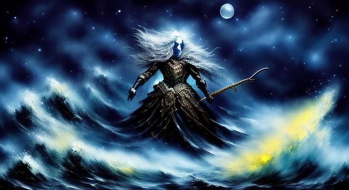 Impasto Moonlight Serenade in Deep Background