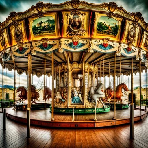 Carousel of Strange Creatures in Renaissance Style