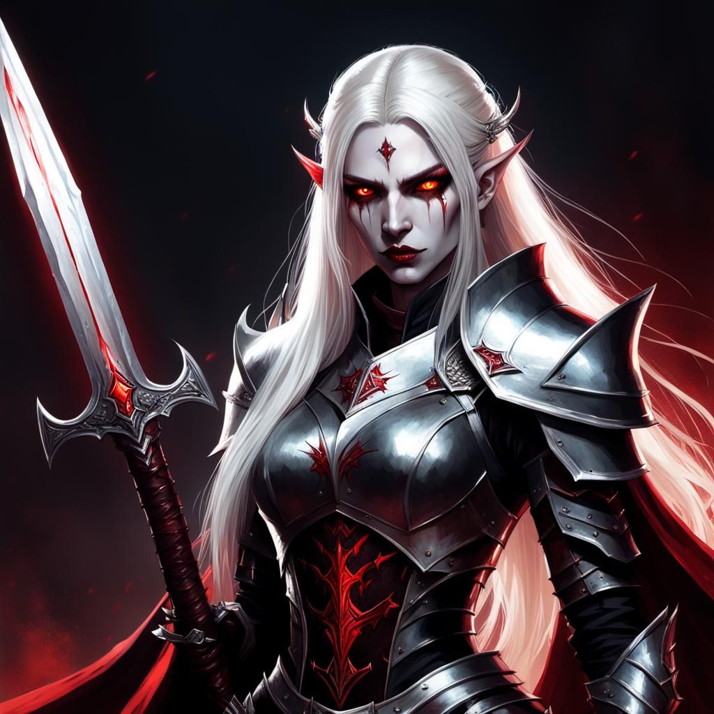 Vampire Woman with Glaive in Dark Fantasy Art