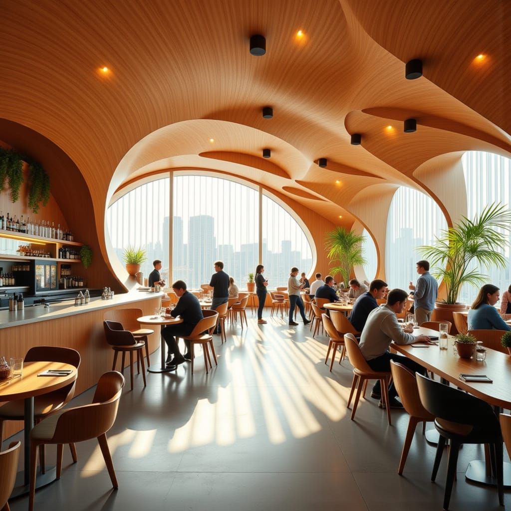 Futuristic Timber Restaurant in Industrial Organic Style