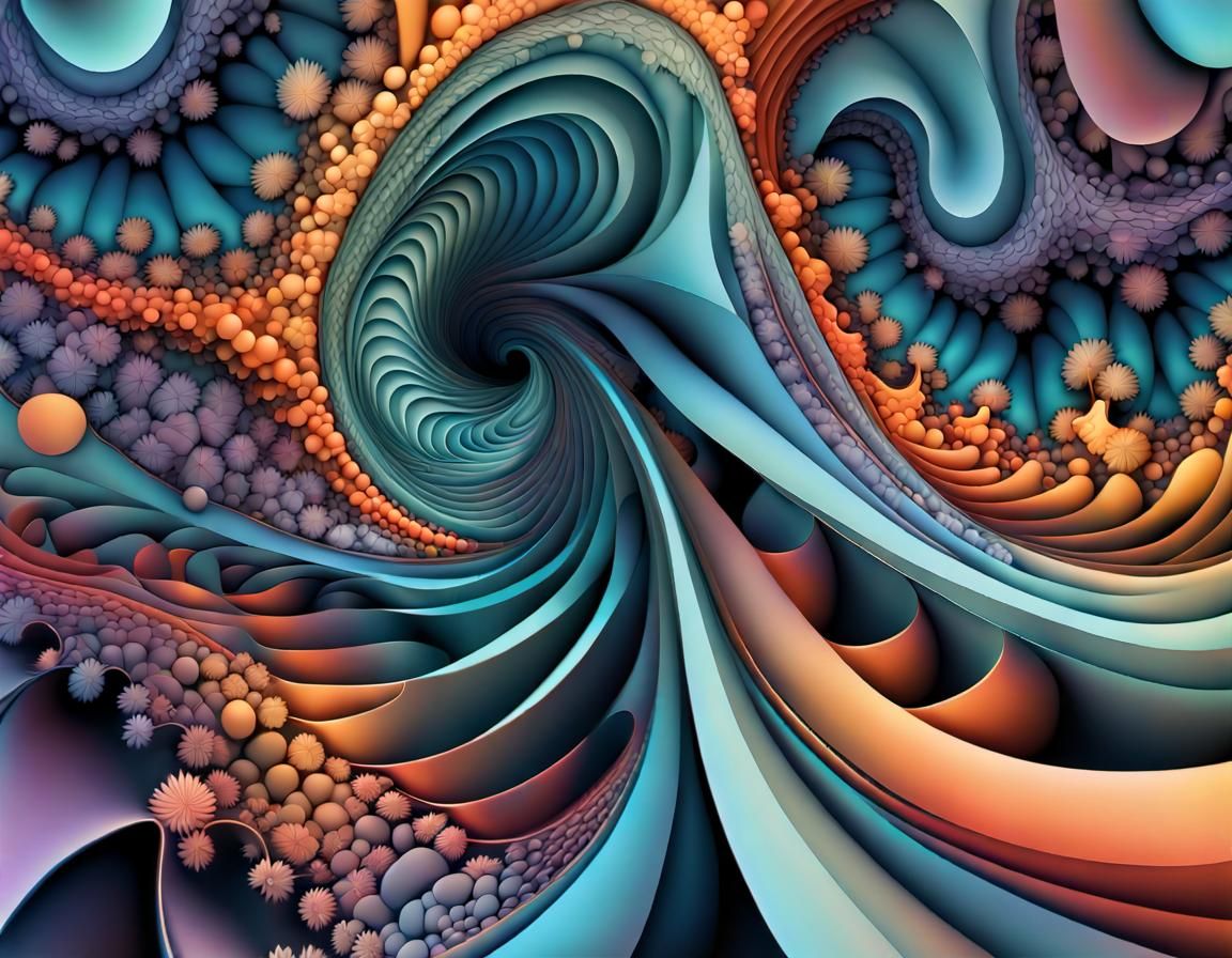 Abstract Fractal Layers in Complementary Colors