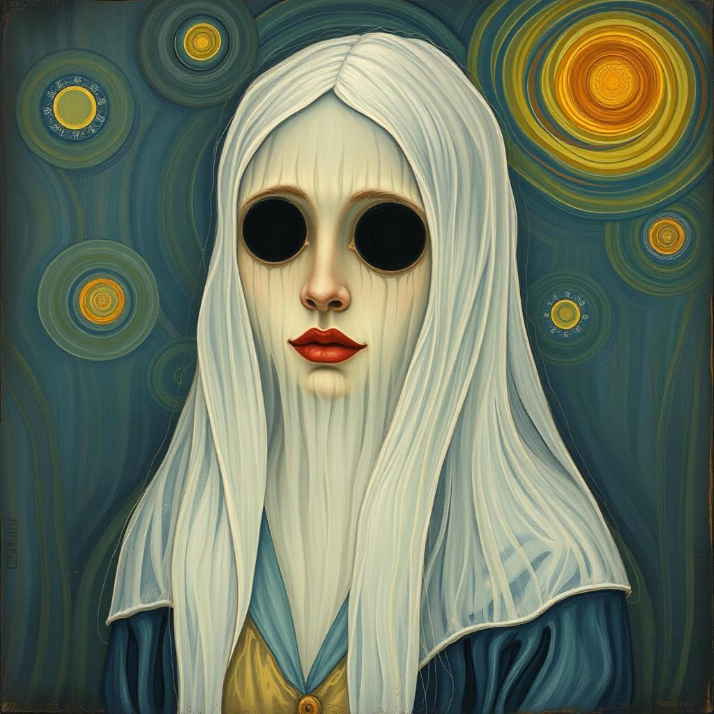 Ethereal Portrait in the Style of Van Gogh and Klimt