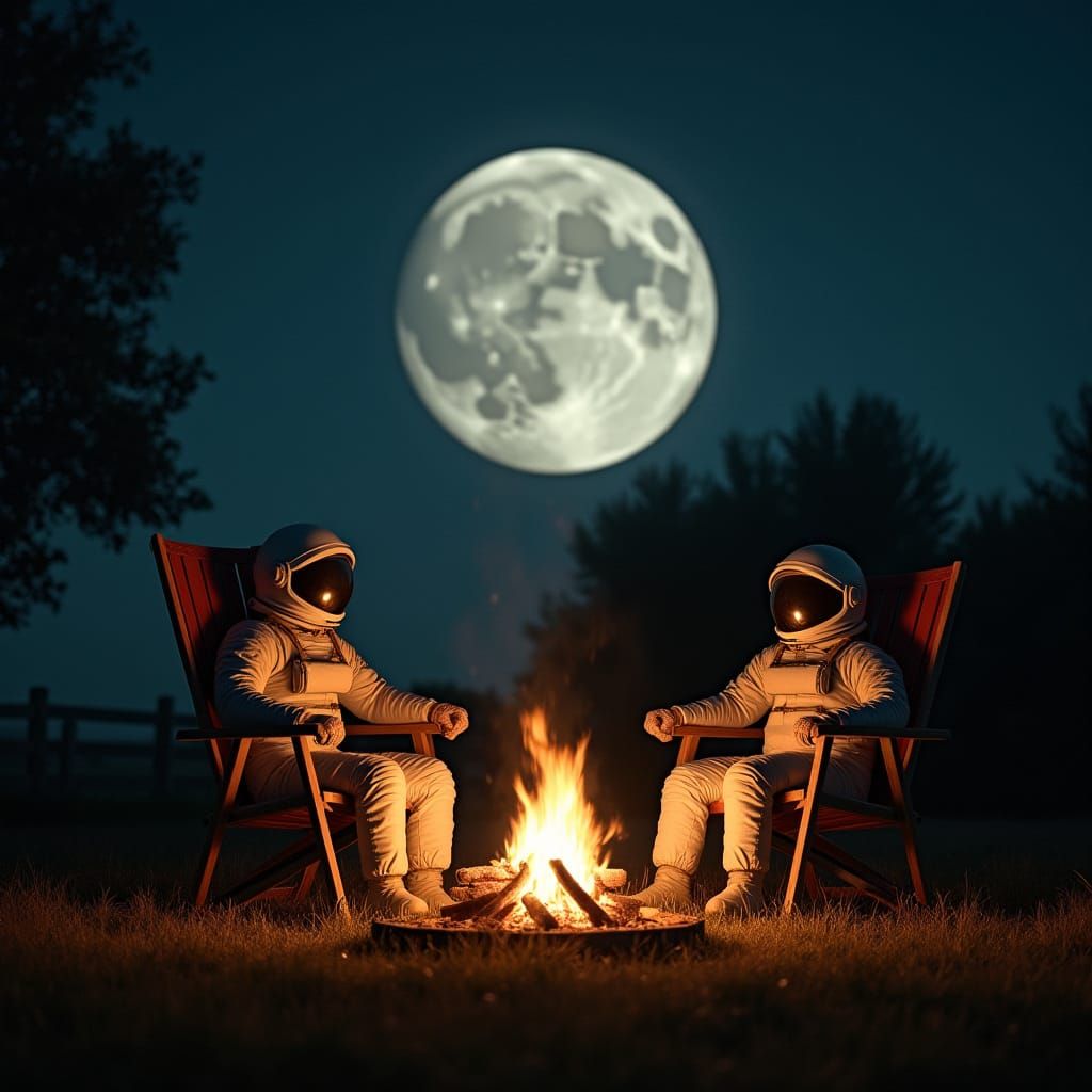 Astronauts Savor Moonlit Marshmallow Treats in Cinematic Lun...