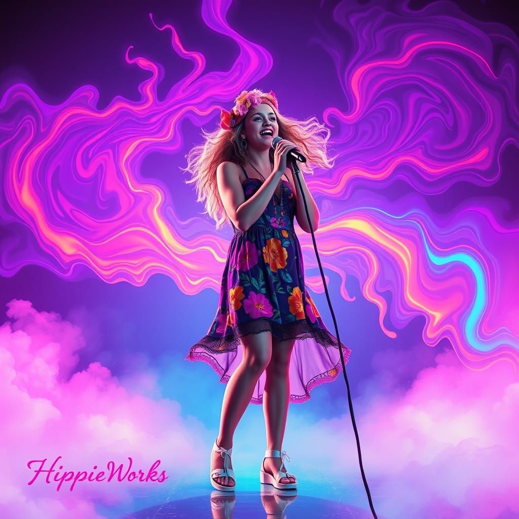 1980s Dark Synth Rock Performance with Psychedelic Energy