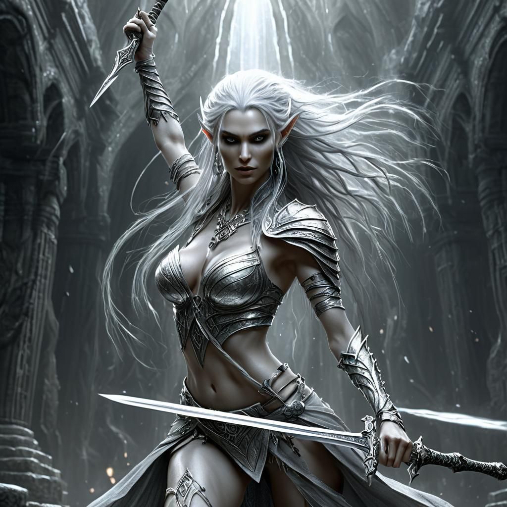 Fantasy Elf Sword Dancer in Luis Royo Style