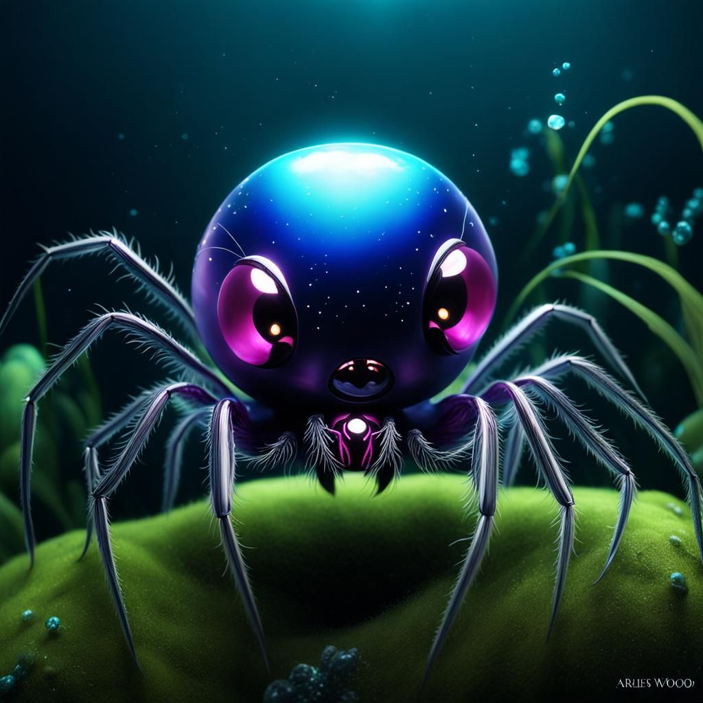 Adorable Jellyfish-Spider Hybrid in Matte Painting Style