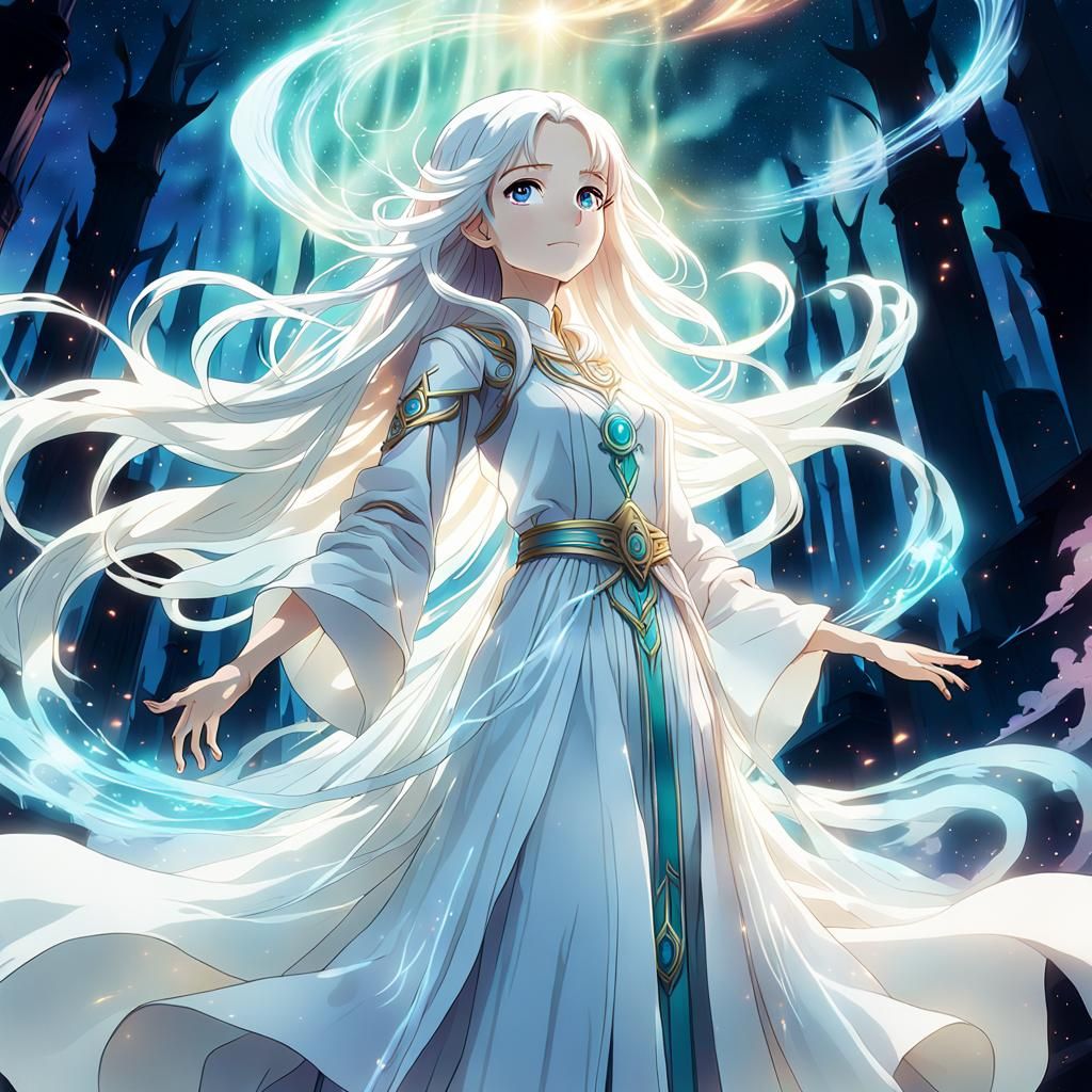 Enchanting Anime Sorceress in Mystical Aura