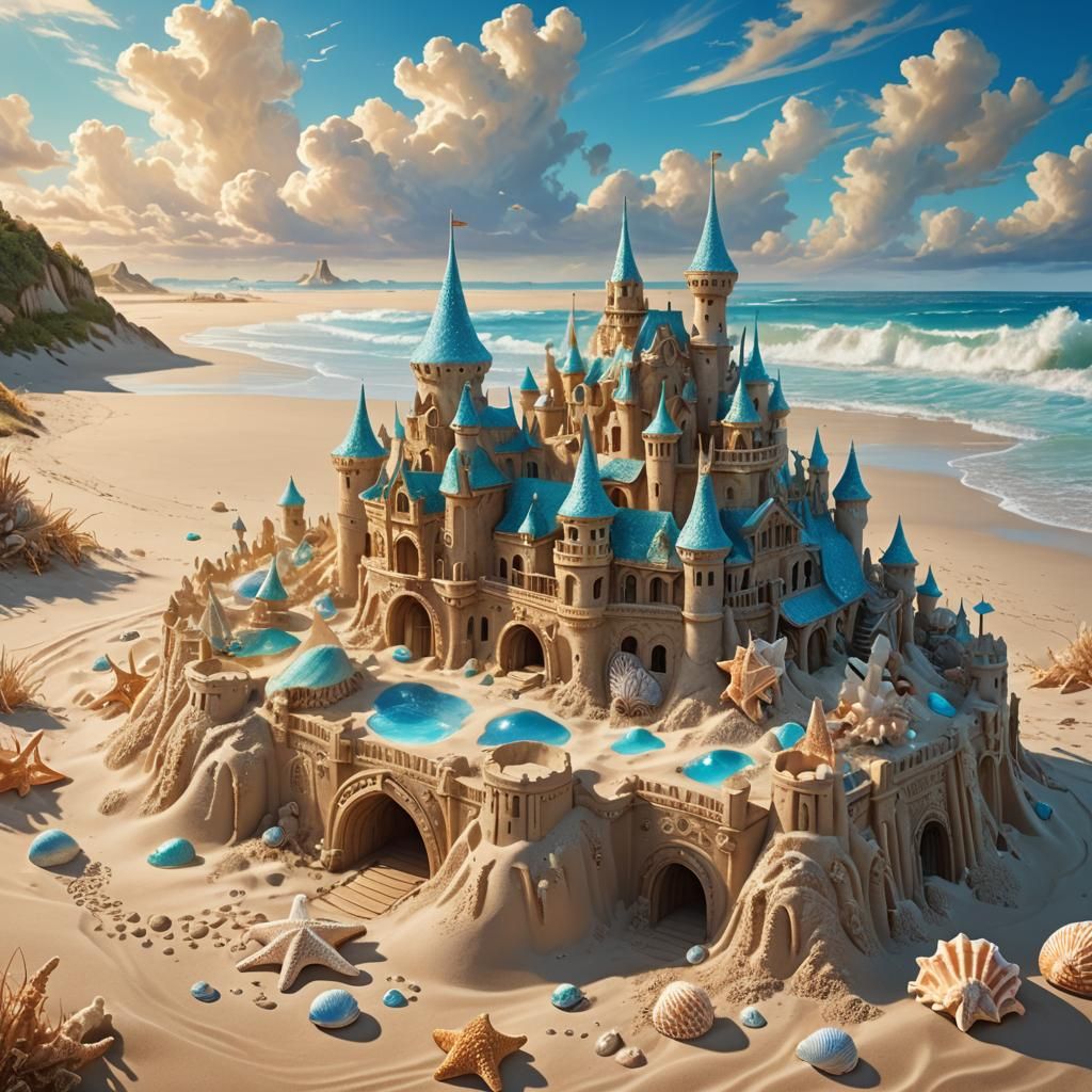 Majestic Sandcastle Fantasy Concept Art in Unreal Engine