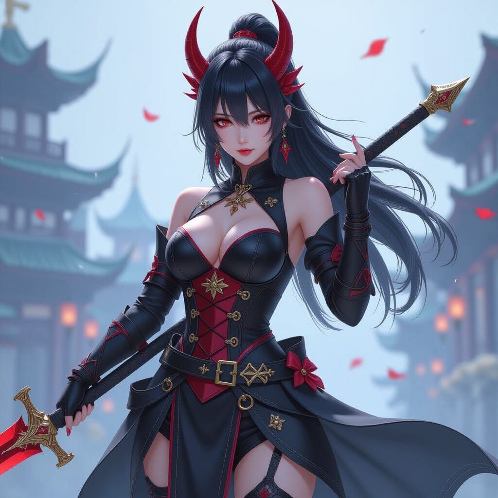 Kpop Demon Hunter Jinu in Detailed Anime Style