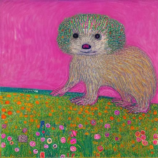 Pink Hedgehog in Symbolist Style