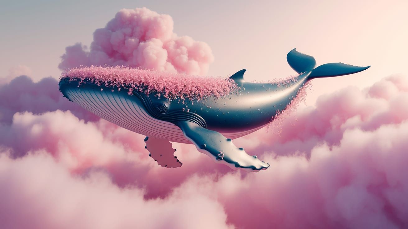 Majestic Whale in Whimsical Cloudscape