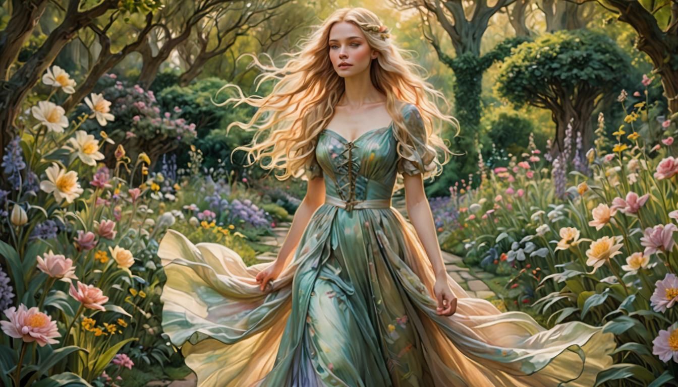 Dreamy Garden Goddess in Whimsical Fantasy Art