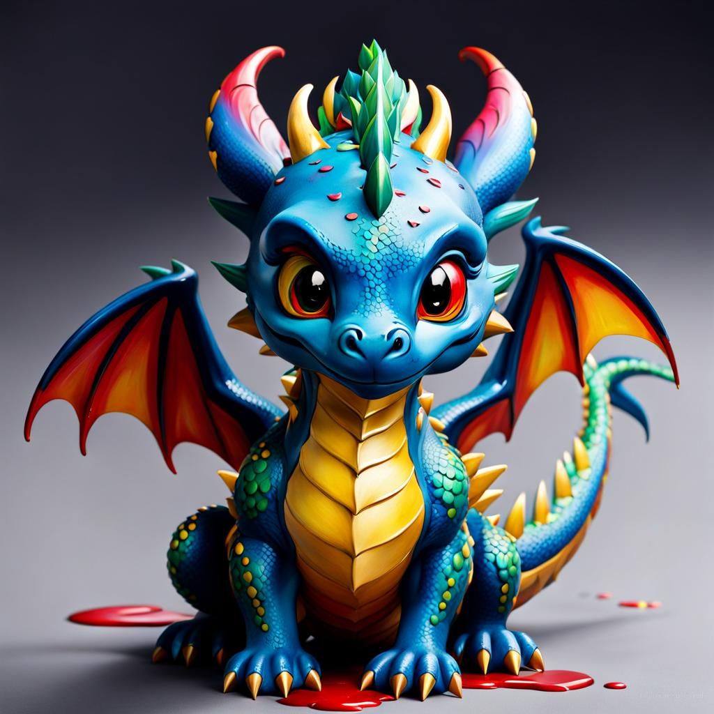 Small Dragon with Paint: An AI Generated Image