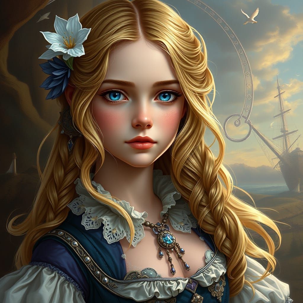 18th Century French Lady Portrait, Detailed Matte Painting