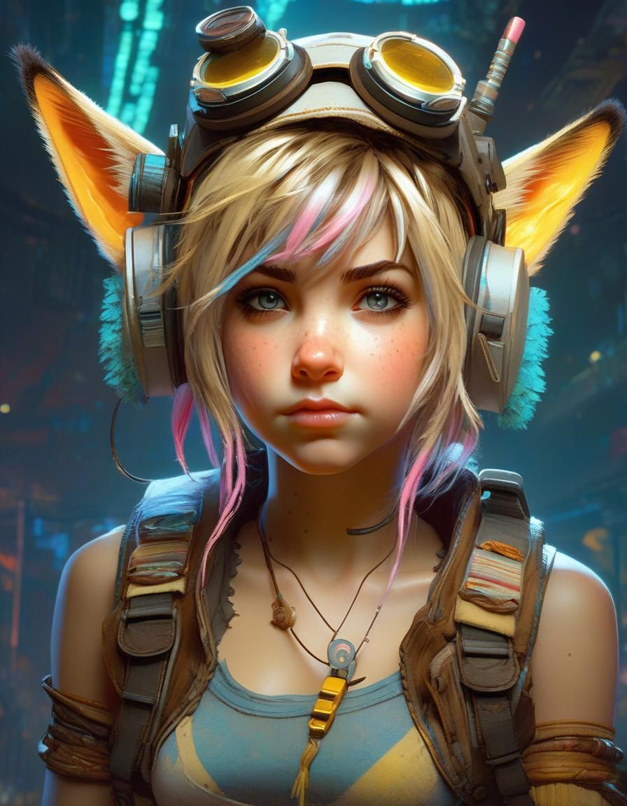 Cute Tiny Tina Portrait in Digital Pointillism