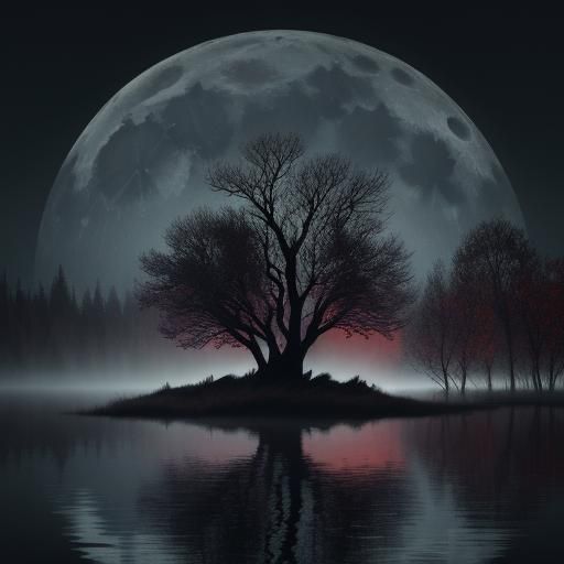 Eerie Autumn Lake: Dark Fantasy Film Still