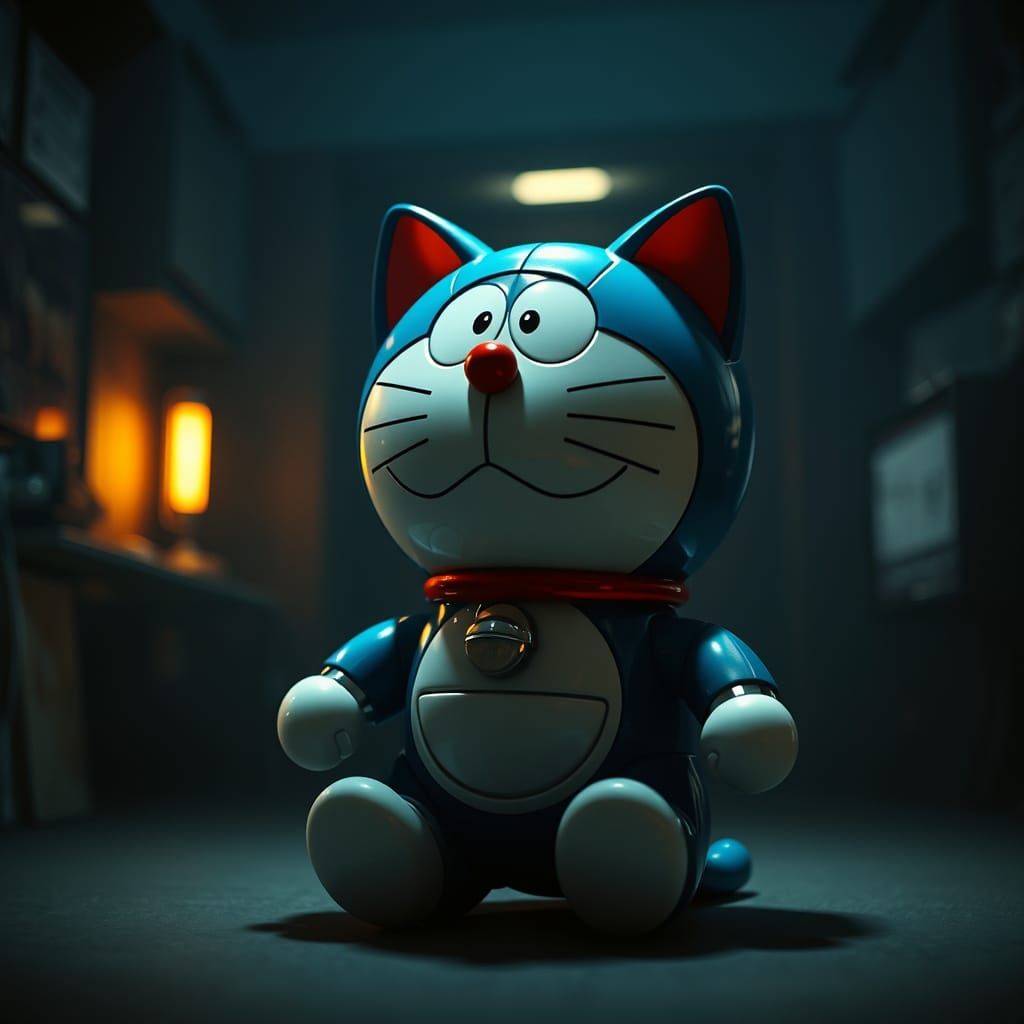 Regal Robotic Cat in Cinematic Film Style