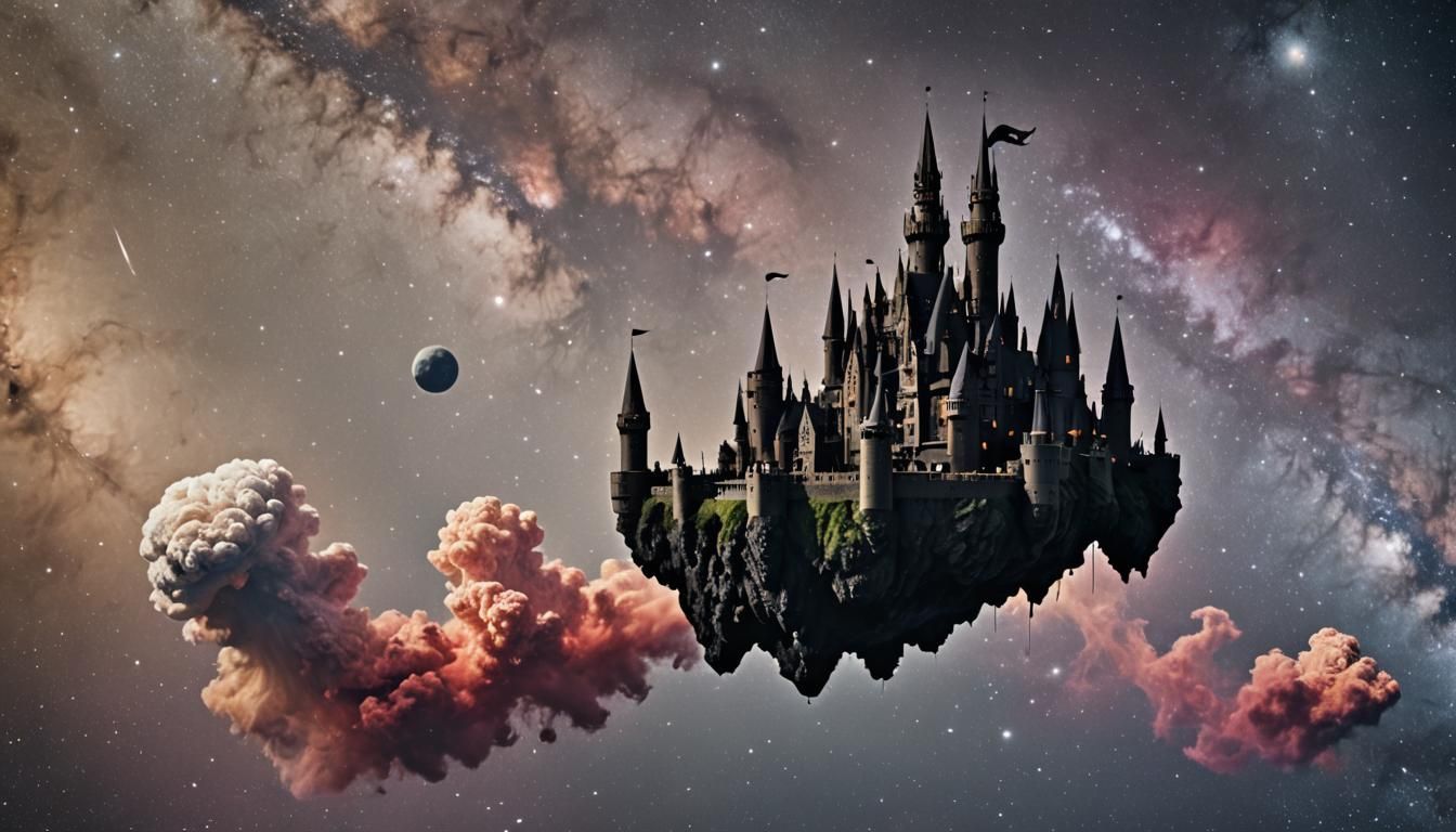 Black Castle Floating in Space