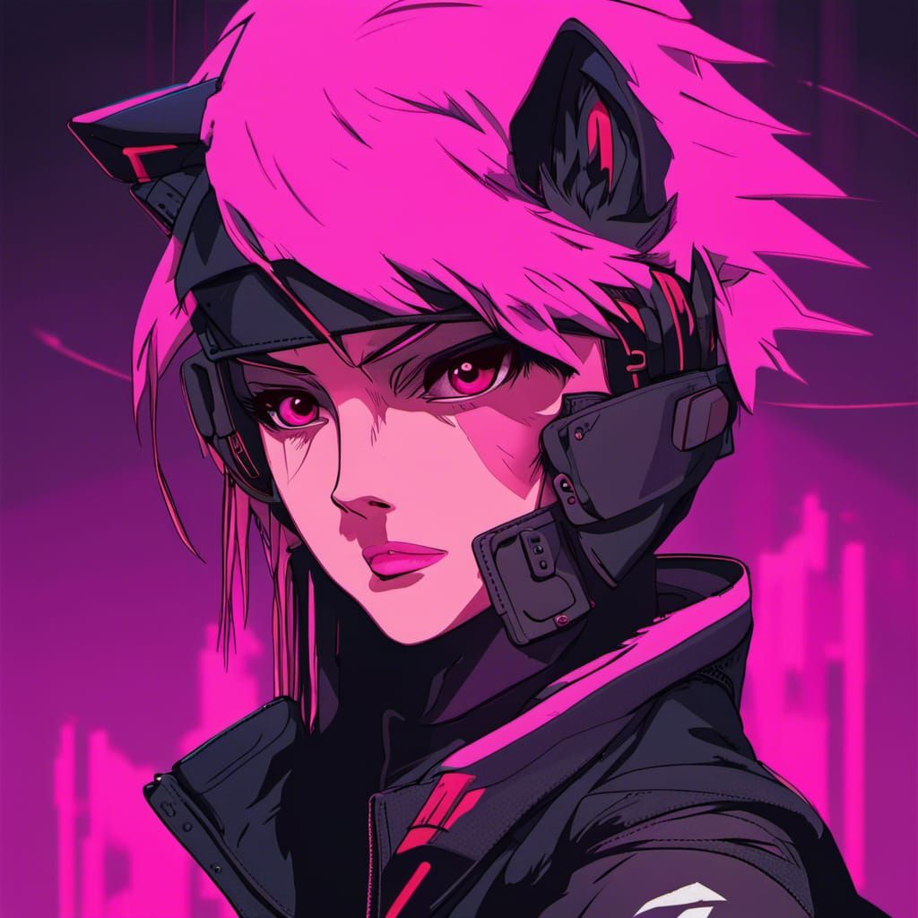 Cyberpunk Wolf Profile Picture with Akatsuki Symbol