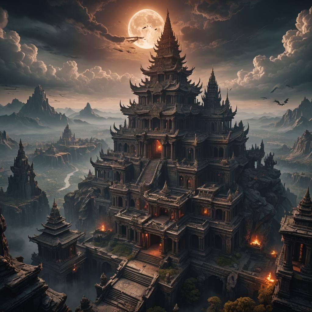 Sinister God of Madness Overlooks Eerie Temple