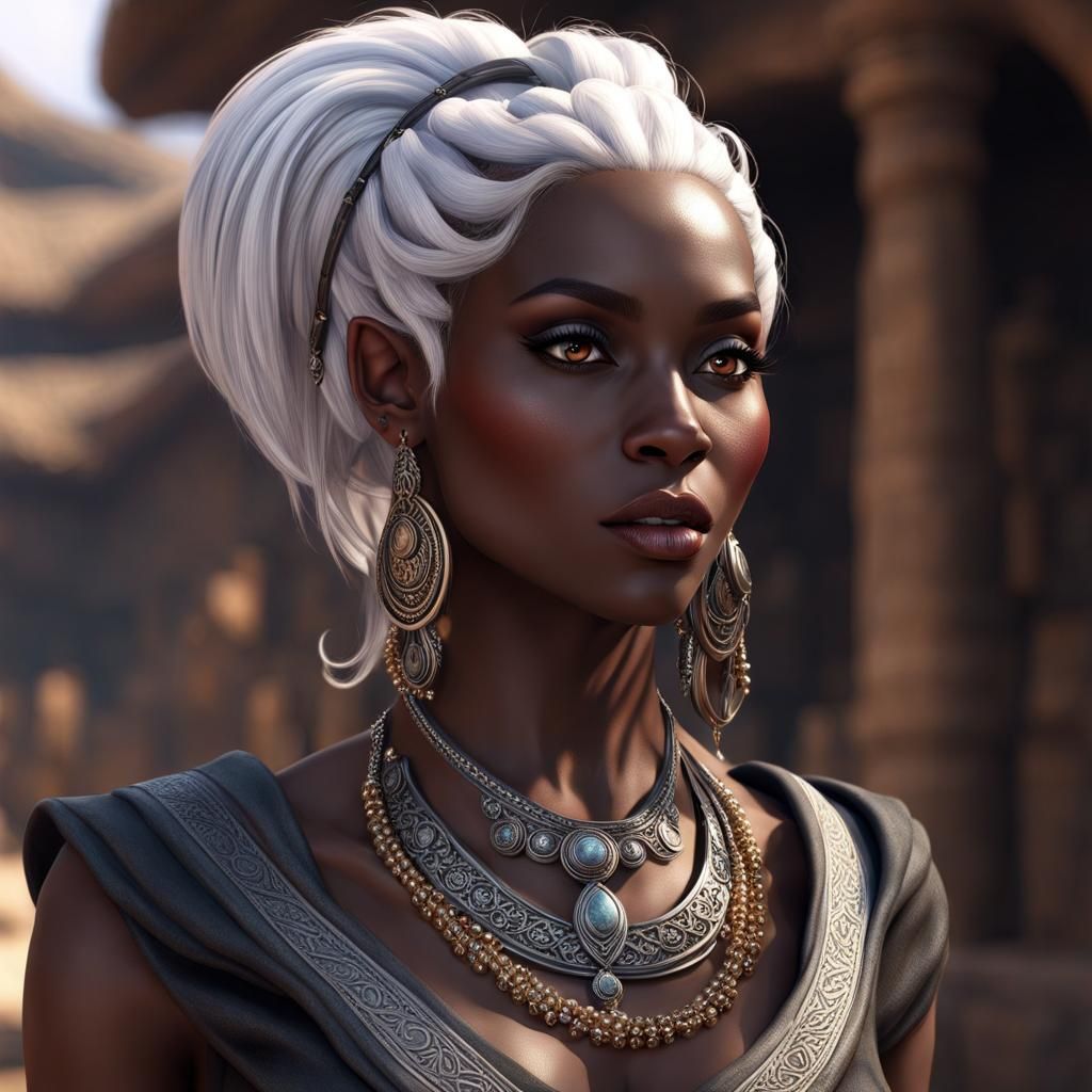 Drow Warrior Woman in Hyperreal Fantasycore Style