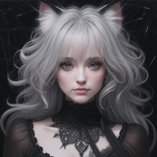 Calico Kitten Constellation in Bioluminescent Charcoal Drawi...