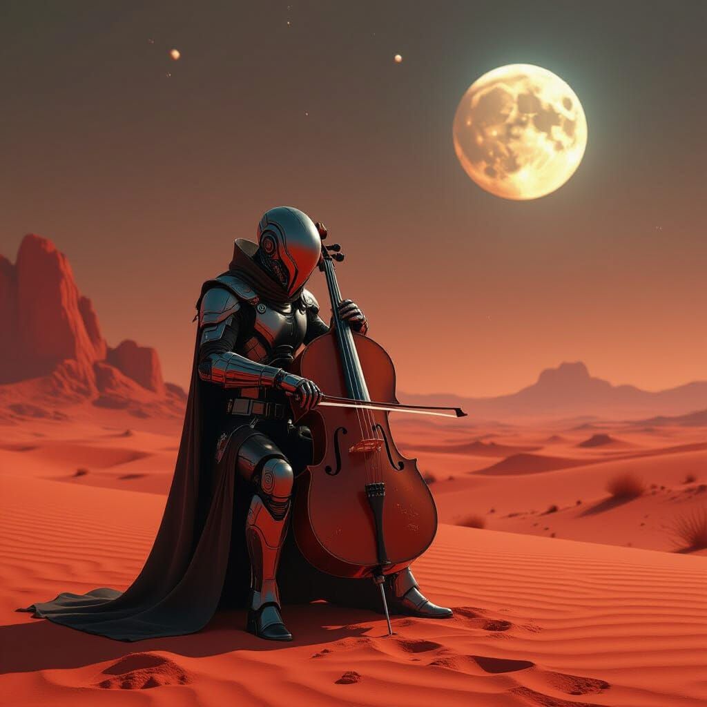 Cybernetic Musician on Alien Desert Planet