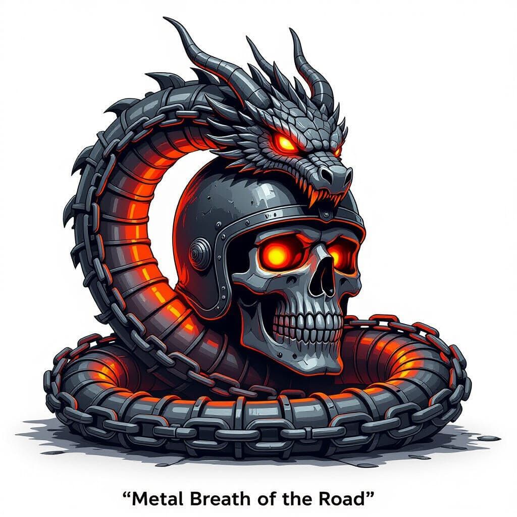 Exhaust Pipe Dragon Coiled Around Skull