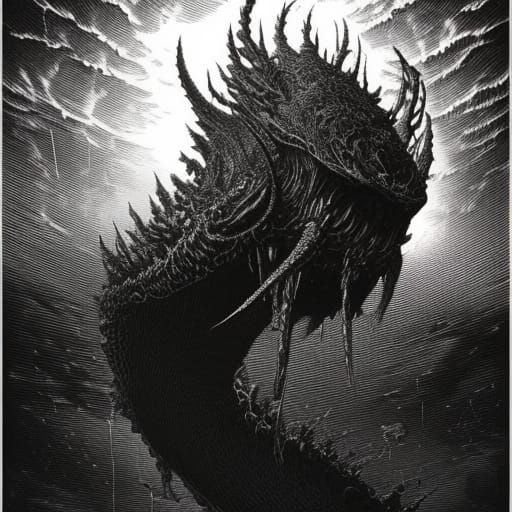 Leviathan in Fire and Brimstone: Digital Art