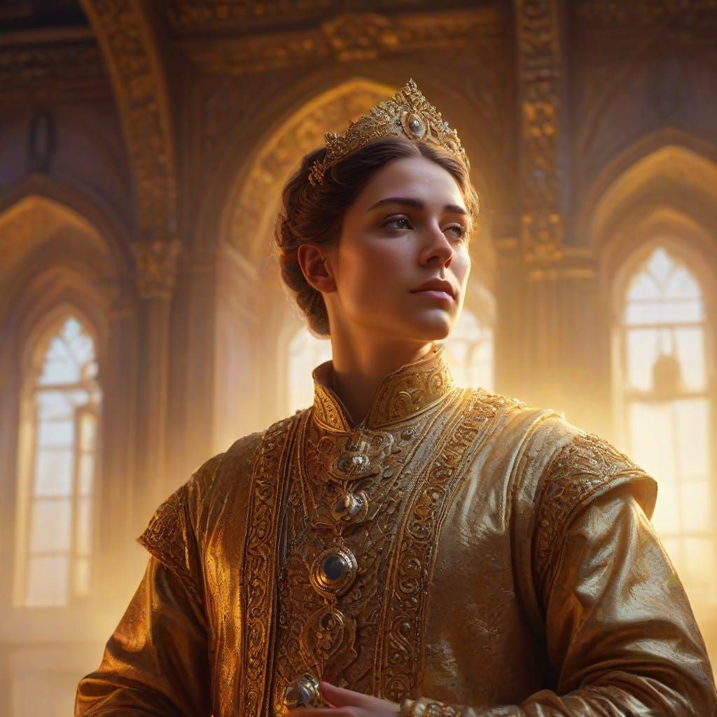 Ethereal Holy Figure in Vibrant Baroque Architecture