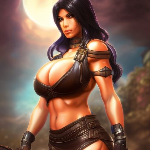 Muscular Anime Heroine in Detailed Sci-Fi Art