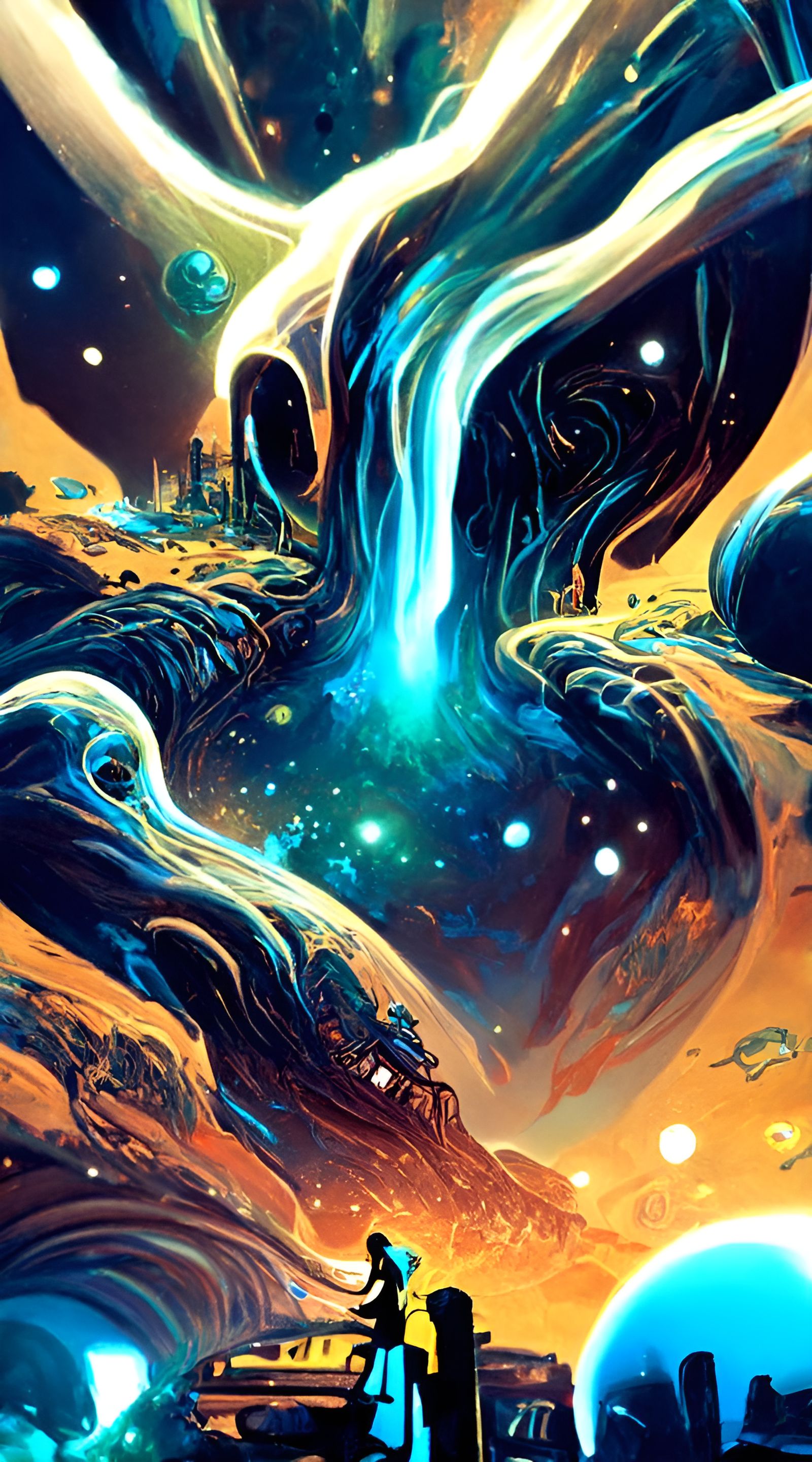 Dreamlike Cosmic Landscape: Digital Illustration
