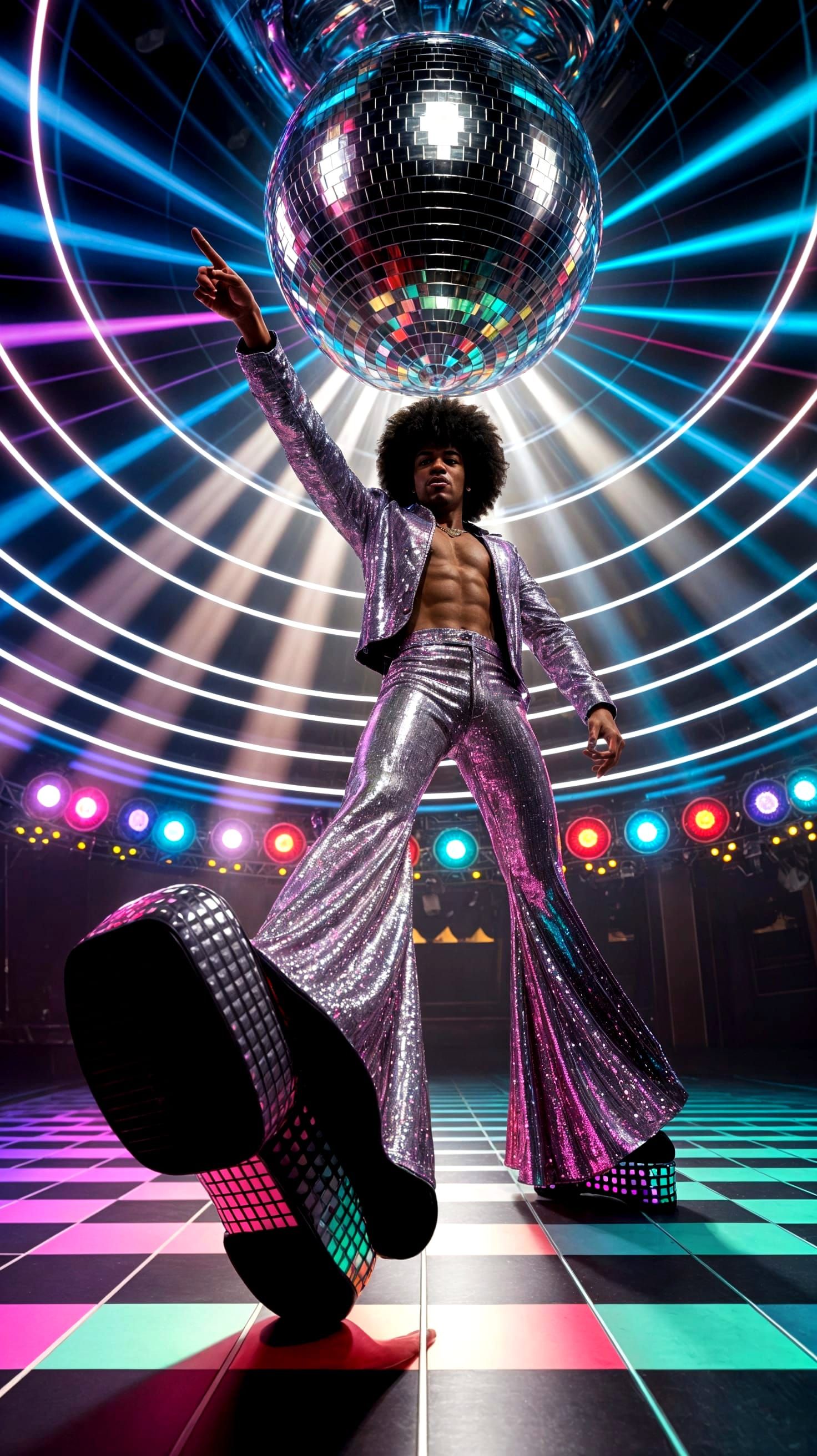 Disco Dancer Soars Above the Dance Floor