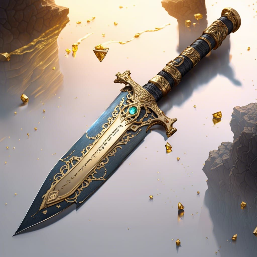 Kintsugi Short Sword with Alien Inscription