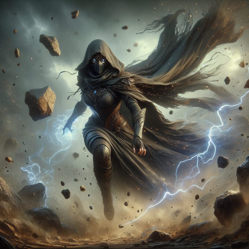 Elemental Sorceress Commands Earth and Lightning