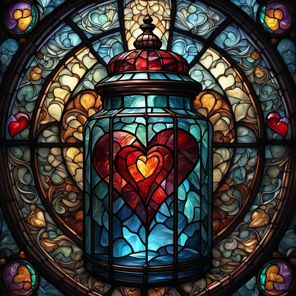 Stained Glass Art of Jar of Hearts