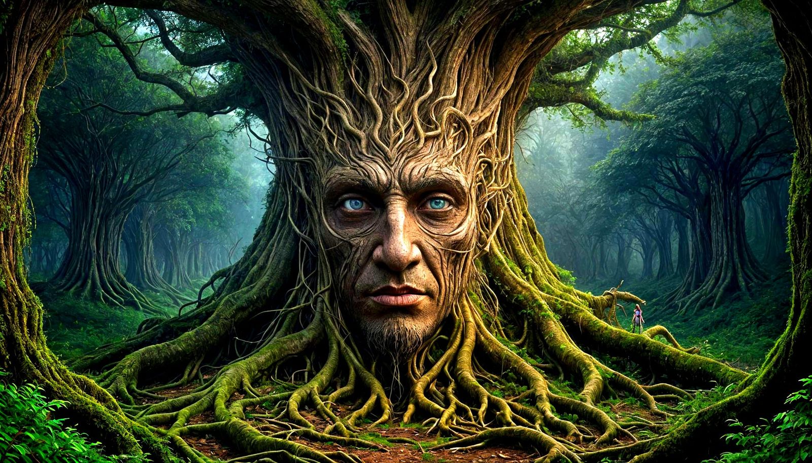 Ancient Tree City & Mask in Enchanted Forest