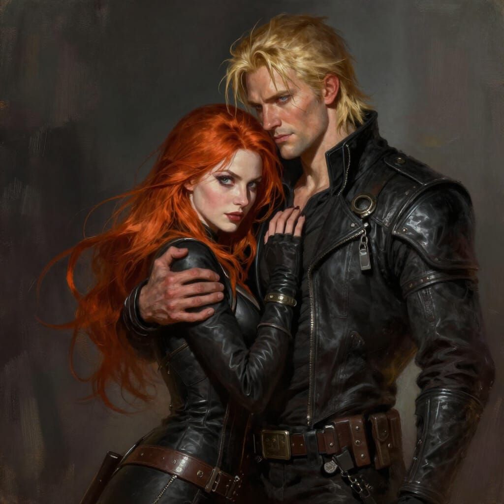 Fantasy Assassins Embrace in Dramatic Digital Painting