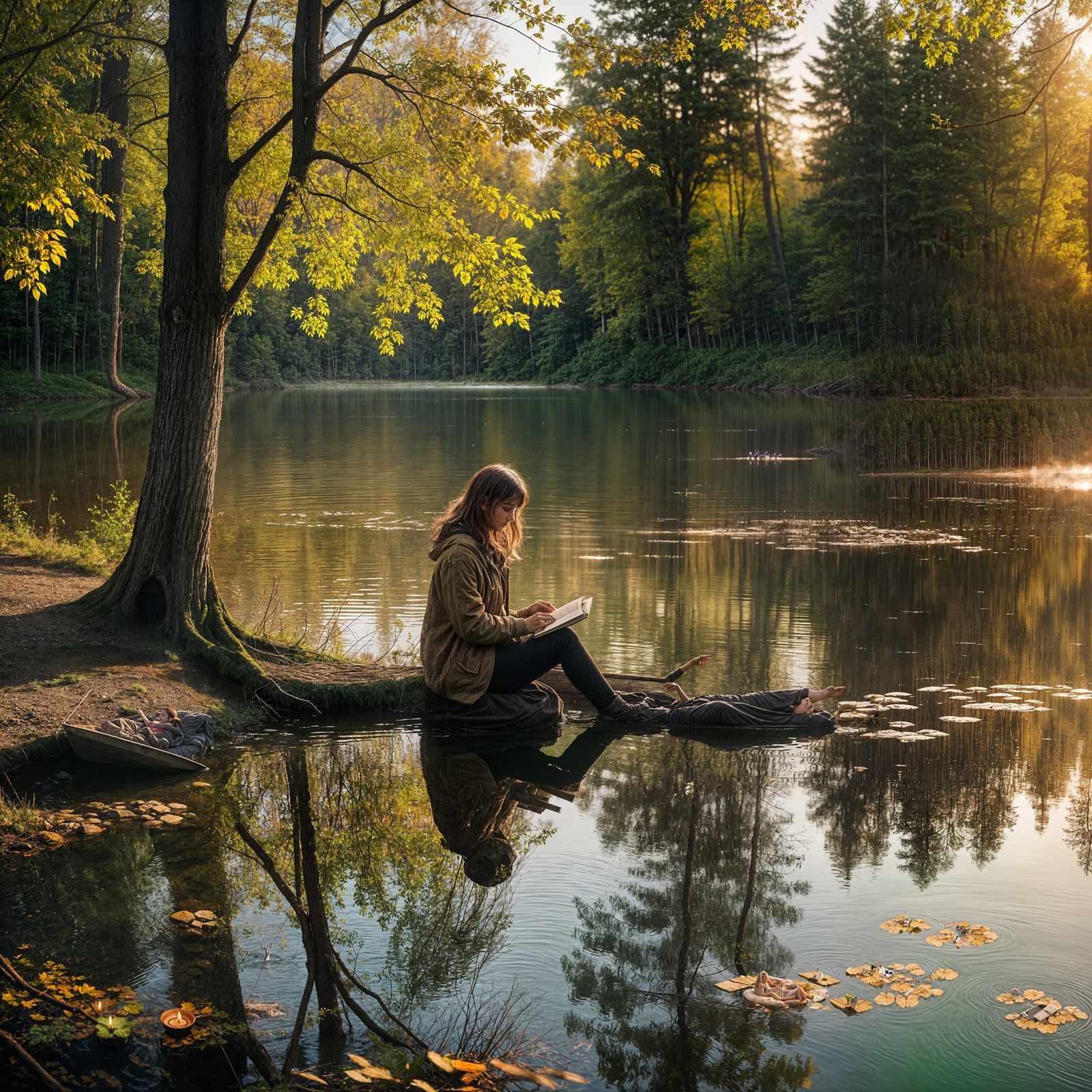 Cozy Lake Evening: Tranquil Waters at Sunset