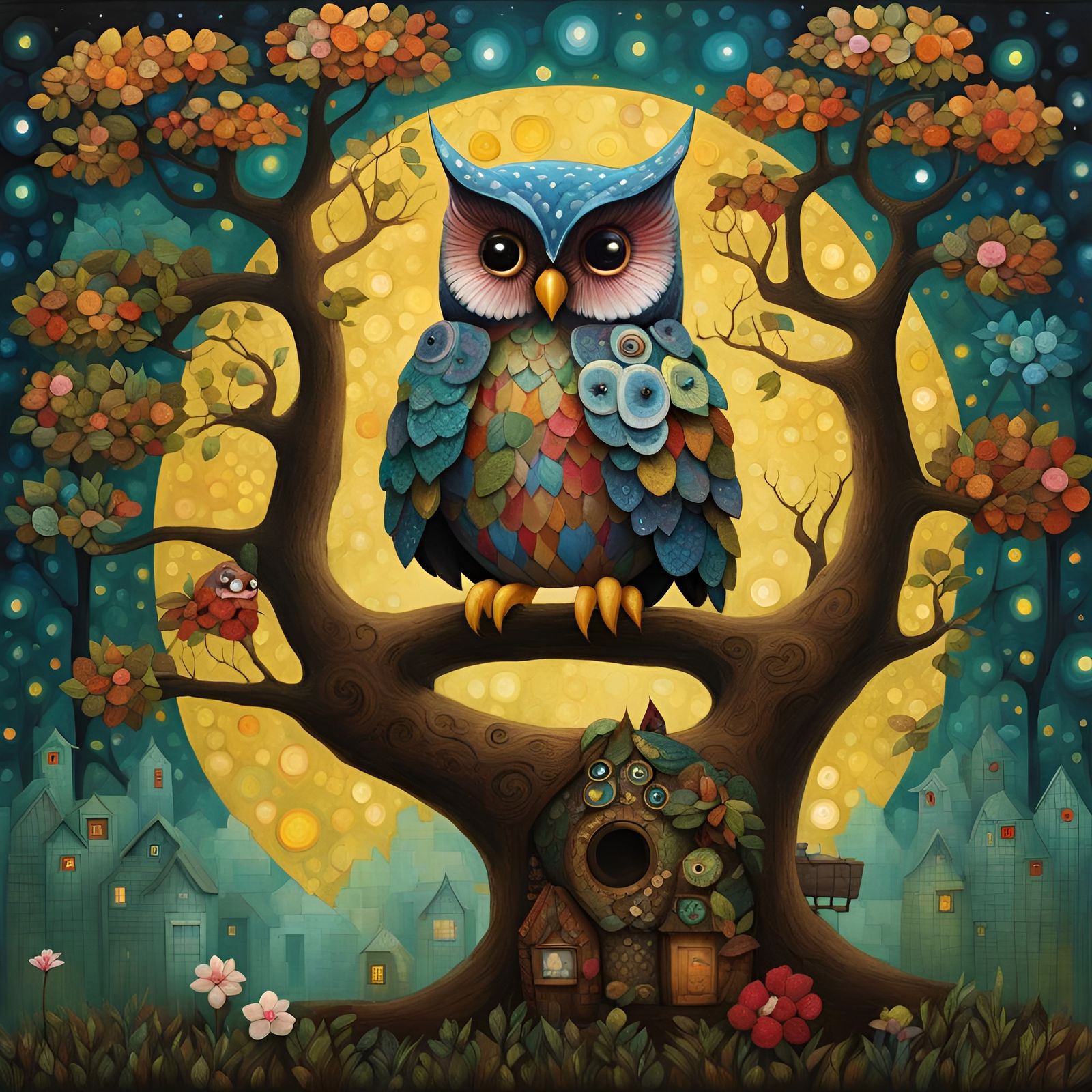 Chibi Owl in Patchwork Suit by Treehouse