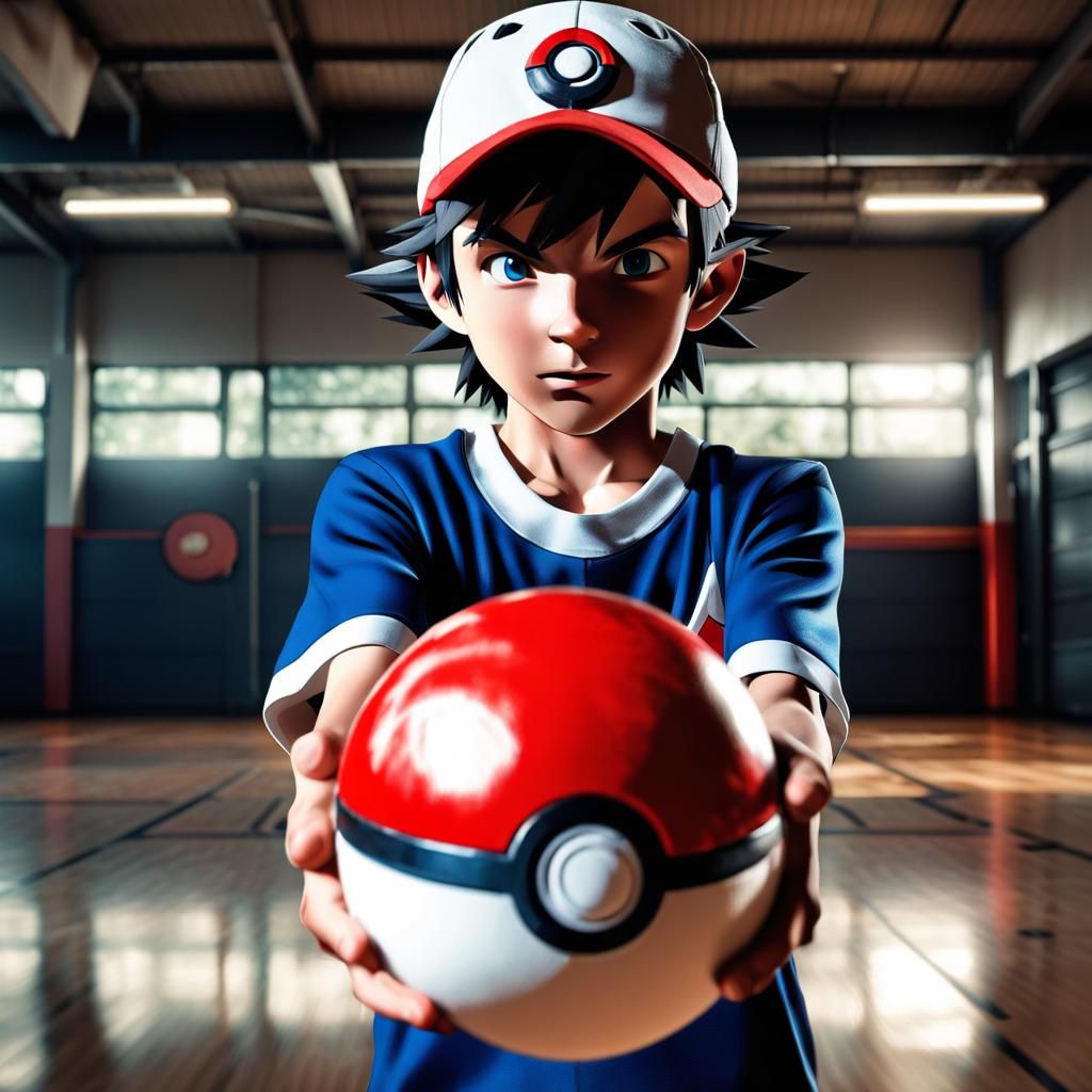 Ash Ketchum with the pokèball