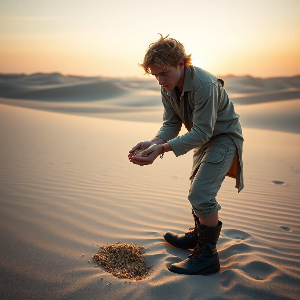 Contemplative Stranger on a Serene Beach