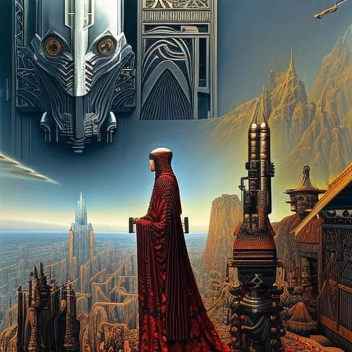 Steampunk Robot Baphomet in Renaissance Style