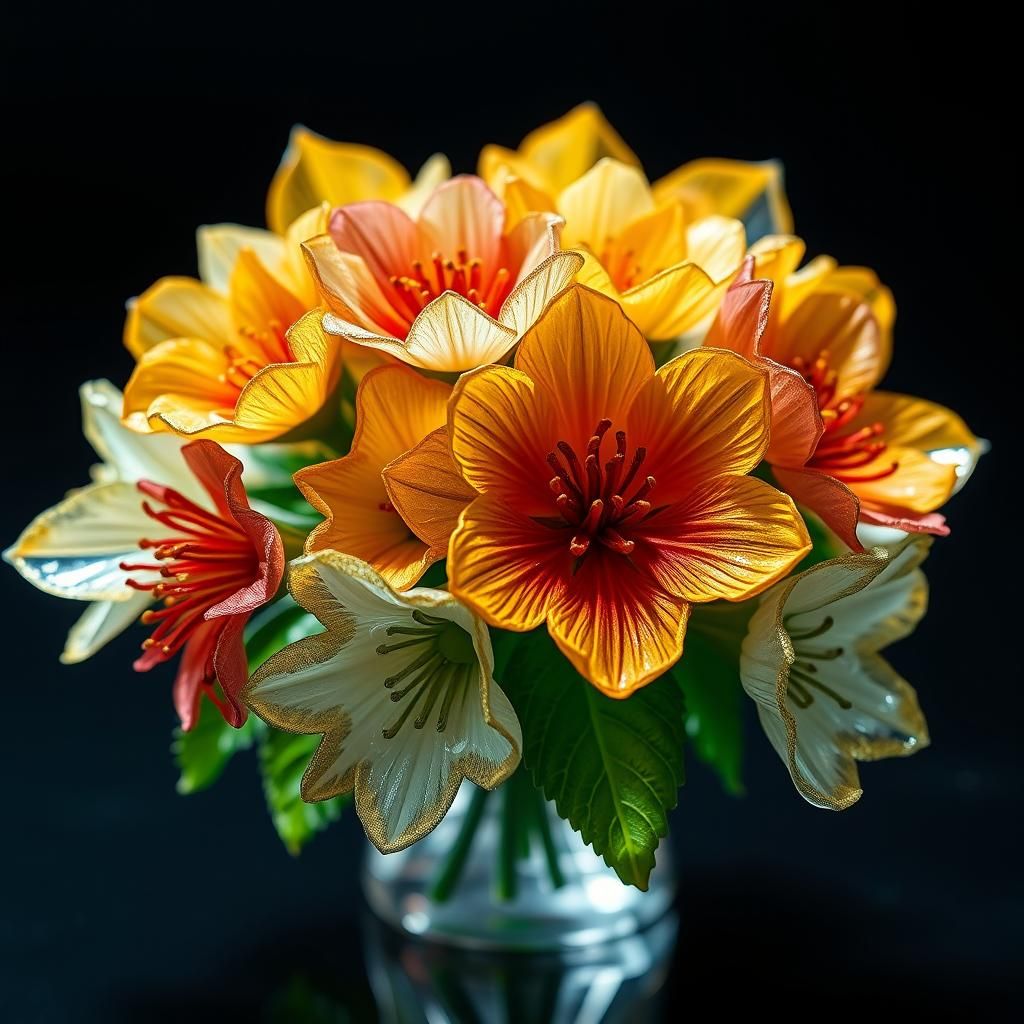 Enameled Glass Flowers in Hyperrealistic Detail