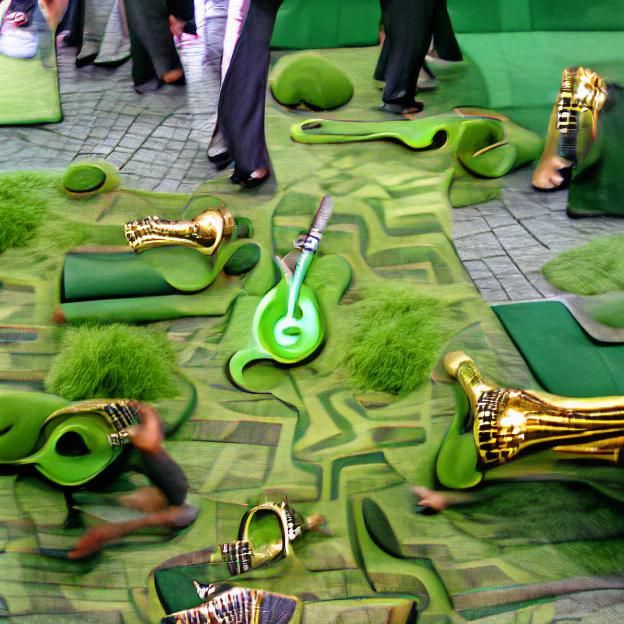 Dancing Green Carpet with Musical Instruments
