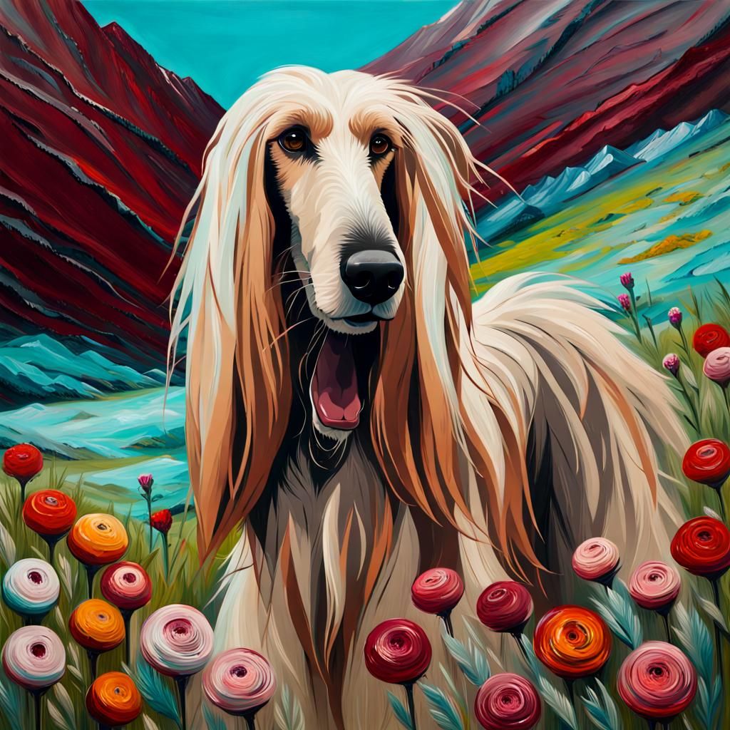 Afghan Hound in Summer: Impasto Painting