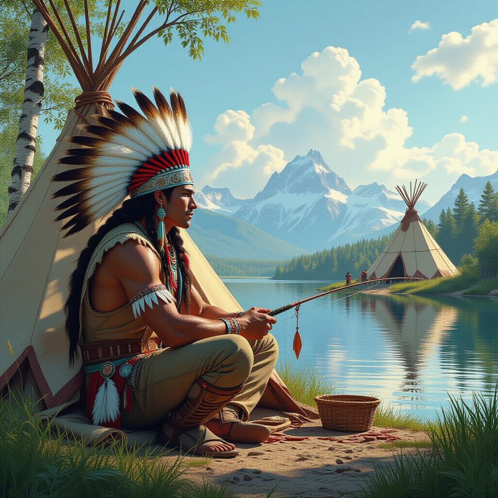 Cherokee Village Fishing: Fantasy Realism Portrait