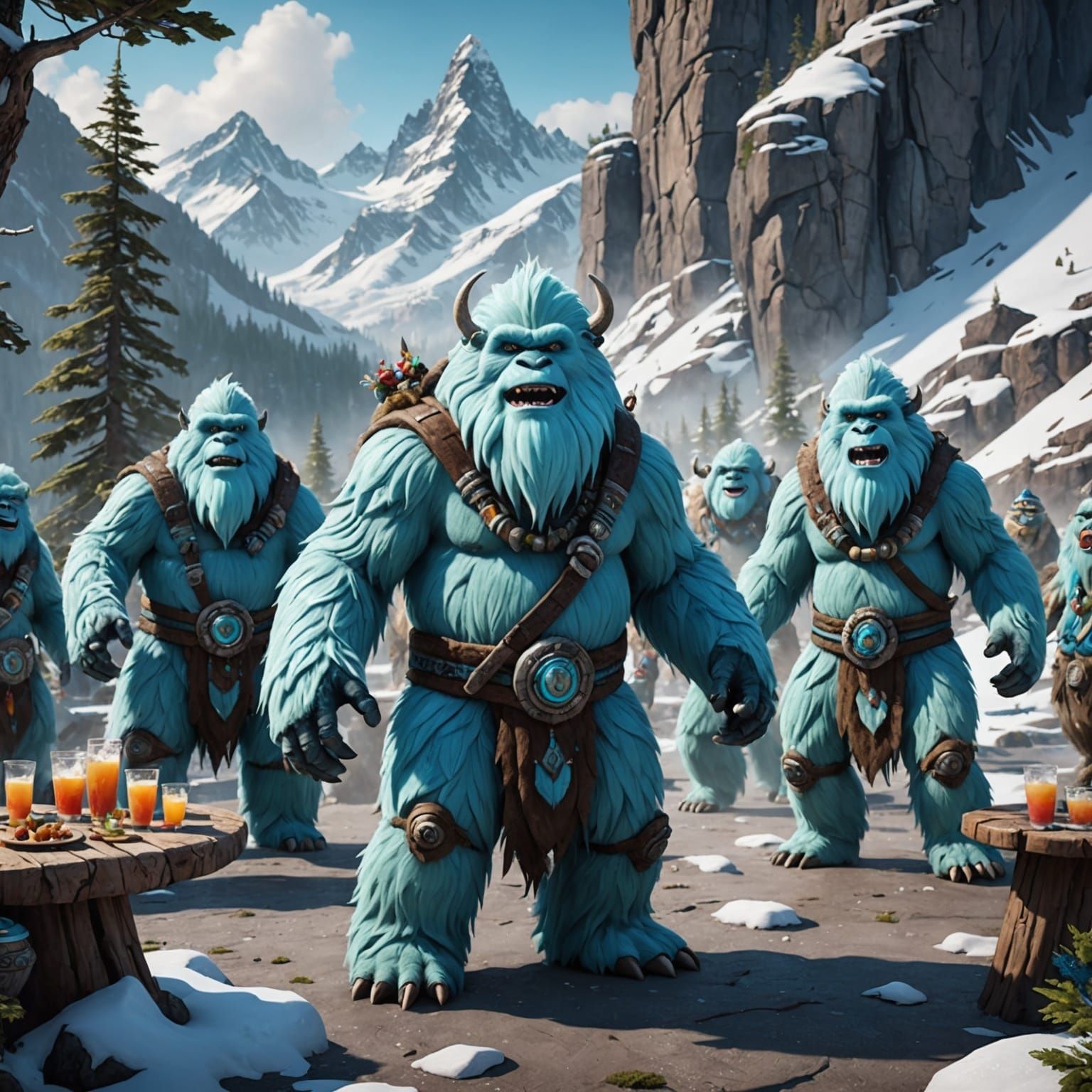Yetis Throw a Dance Party in the Mountains