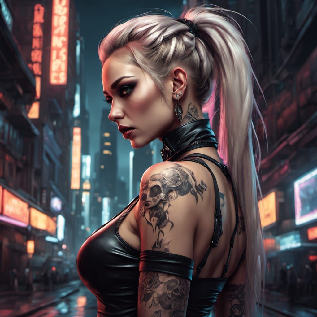 Gothic Goddess in Monochromatic Shadows